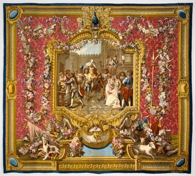 1772年、バラタリア島に到着するサンチョ（絹と羊毛） 作： Charles Antoine Coypel